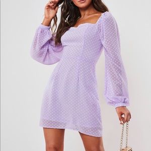 Lilac Dobby Milkmaid A Line Dress (swiss dot)